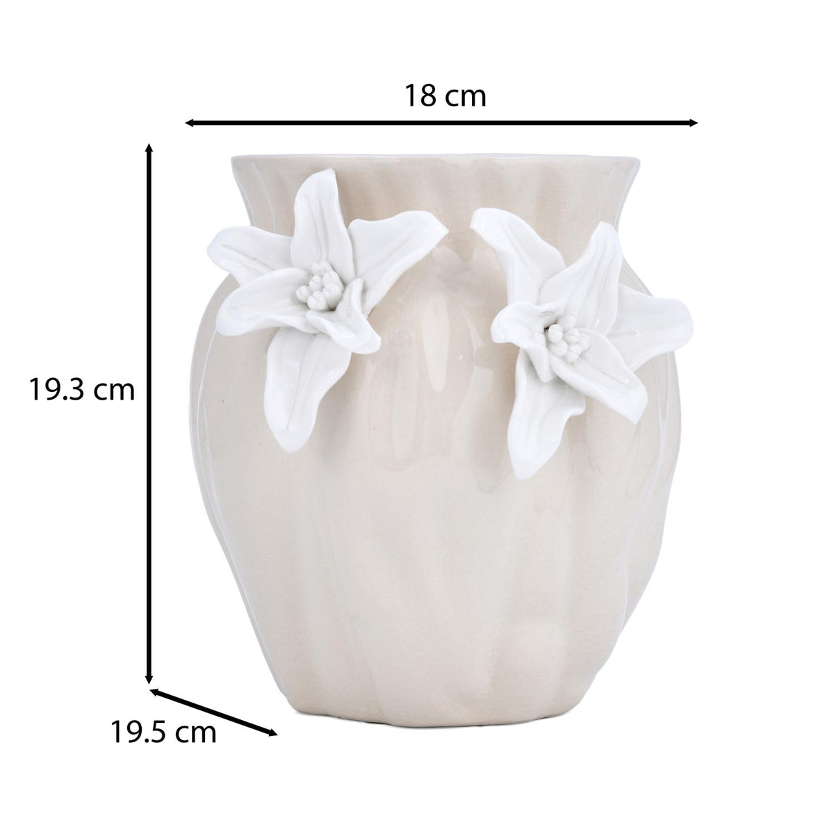 Elan Flora Oval Dual Lily Small Vase- Cream & White