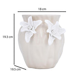 Elan Flora Oval Dual Lily Small Vase- Cream & White