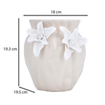 Elan Flora Oval Dual Lily Small Vase- Cream & White