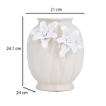 Elan Flora Oval Dual Lily Medium Vase- Cream & White