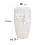Elan Flora Semi Oval Dual Lily Large Vase- Cream & White