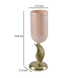 La Rosa Hurricane Candle Holder with Wing Stand- Small, Pink & Gold
