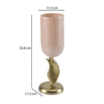 La Rosa Hurricane Candle Holder with Wing Stand- Small, Pink & Gold