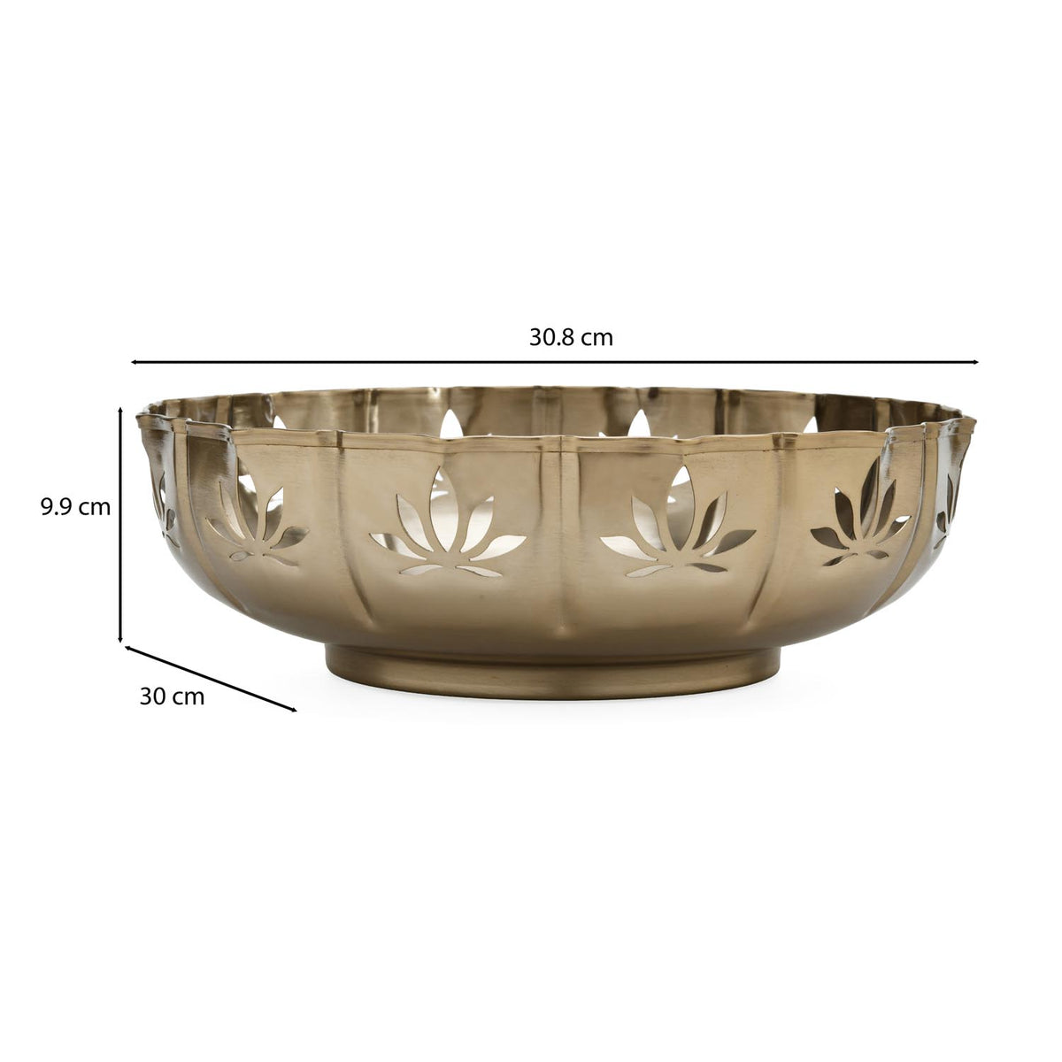 Golden Bloom Decorative Lotus Cutwork Urli- Gold