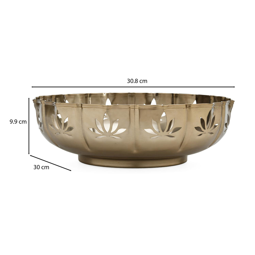 Golden Bloom Decorative Lotus Cutwork Urli- Gold
