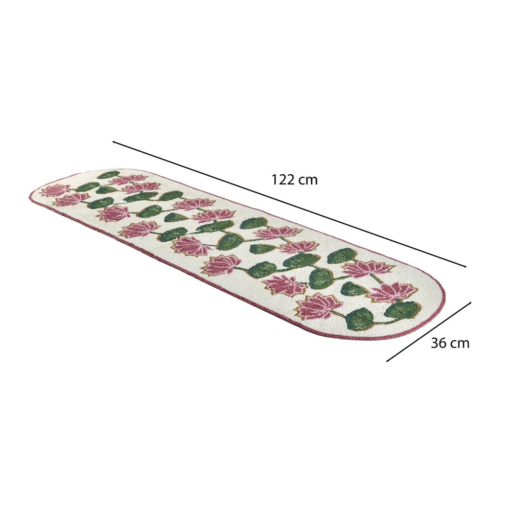 Madhuban Lotus Motif 6-Seater Table Runner- Pink
