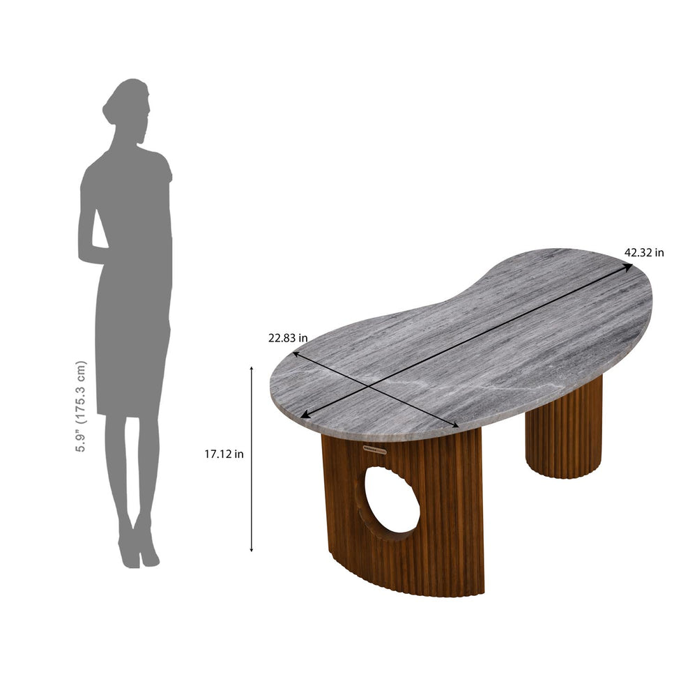 Orbis Marble Top Center Table Set of 2- Walnut