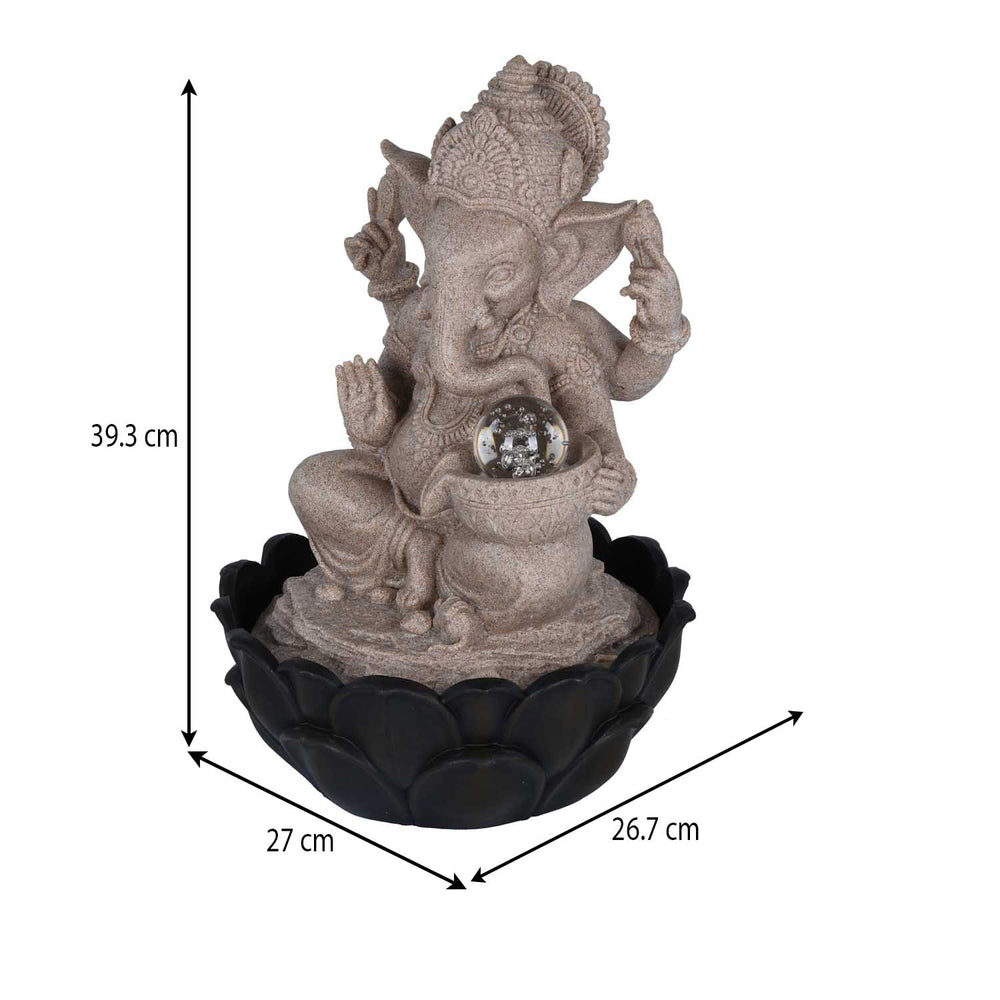 Decorative Ganesha Water Fountain- Sand & Black