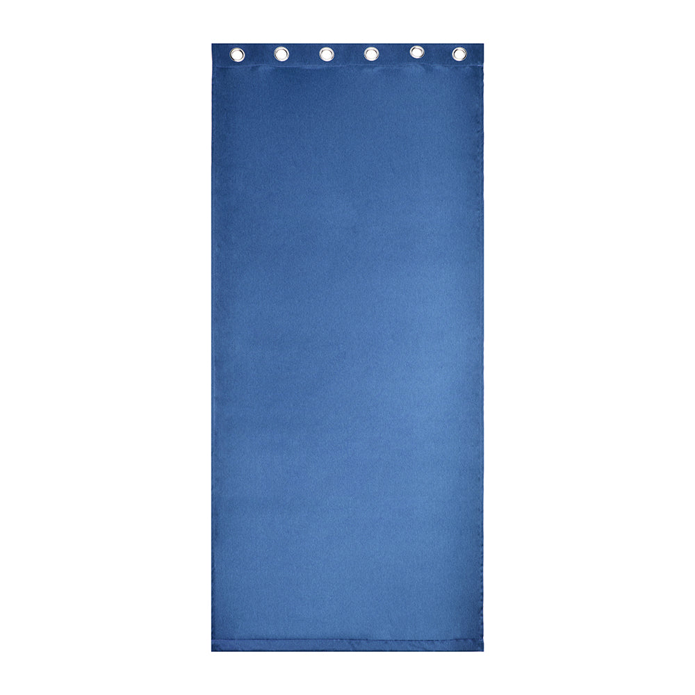 Visto Solid Blackout 7 Ft Polyester Door Curtains Set of 2 (Dark Blue)