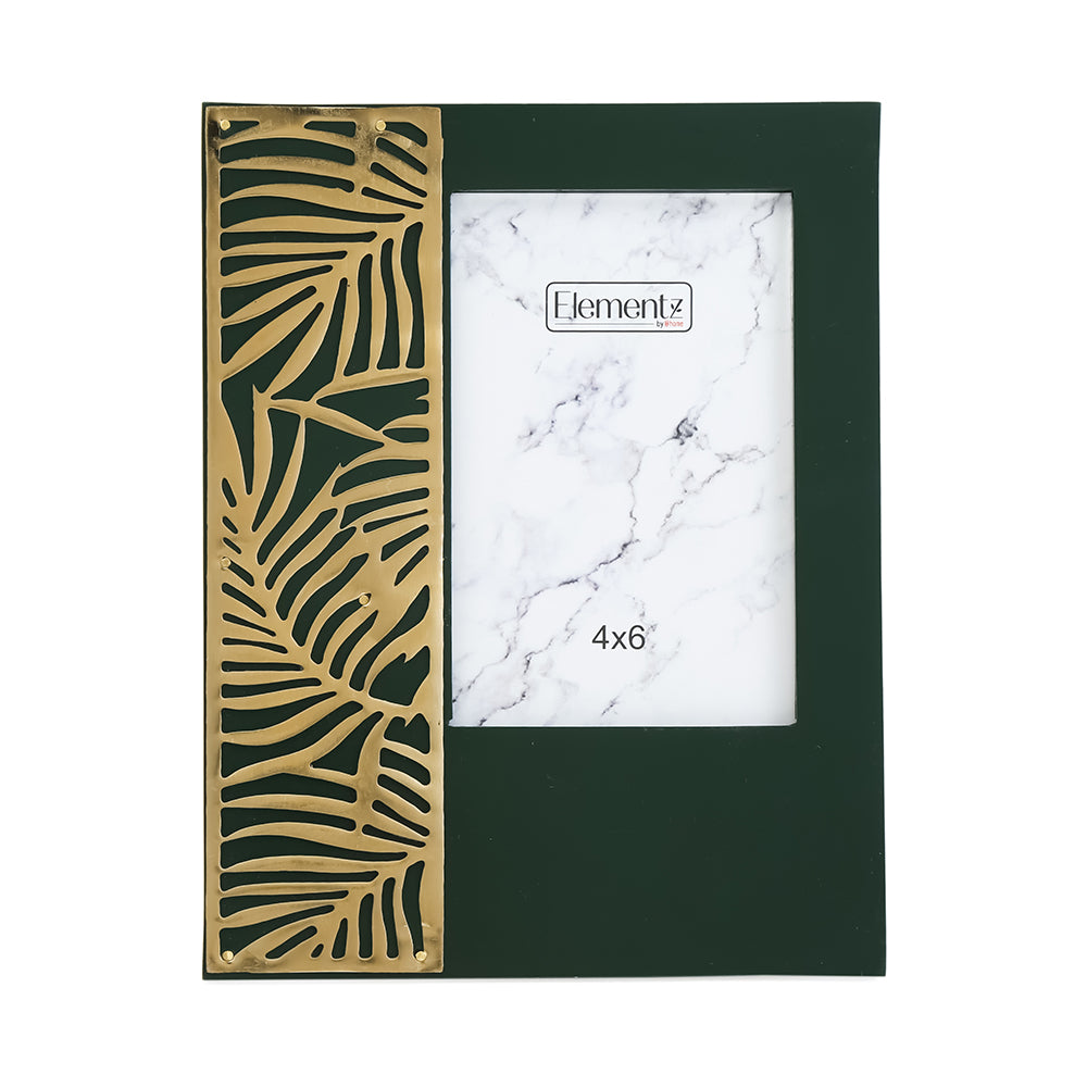 Mesh Rectangular Table Photo Frame (Green & Gold, 4 x 6 Inch)