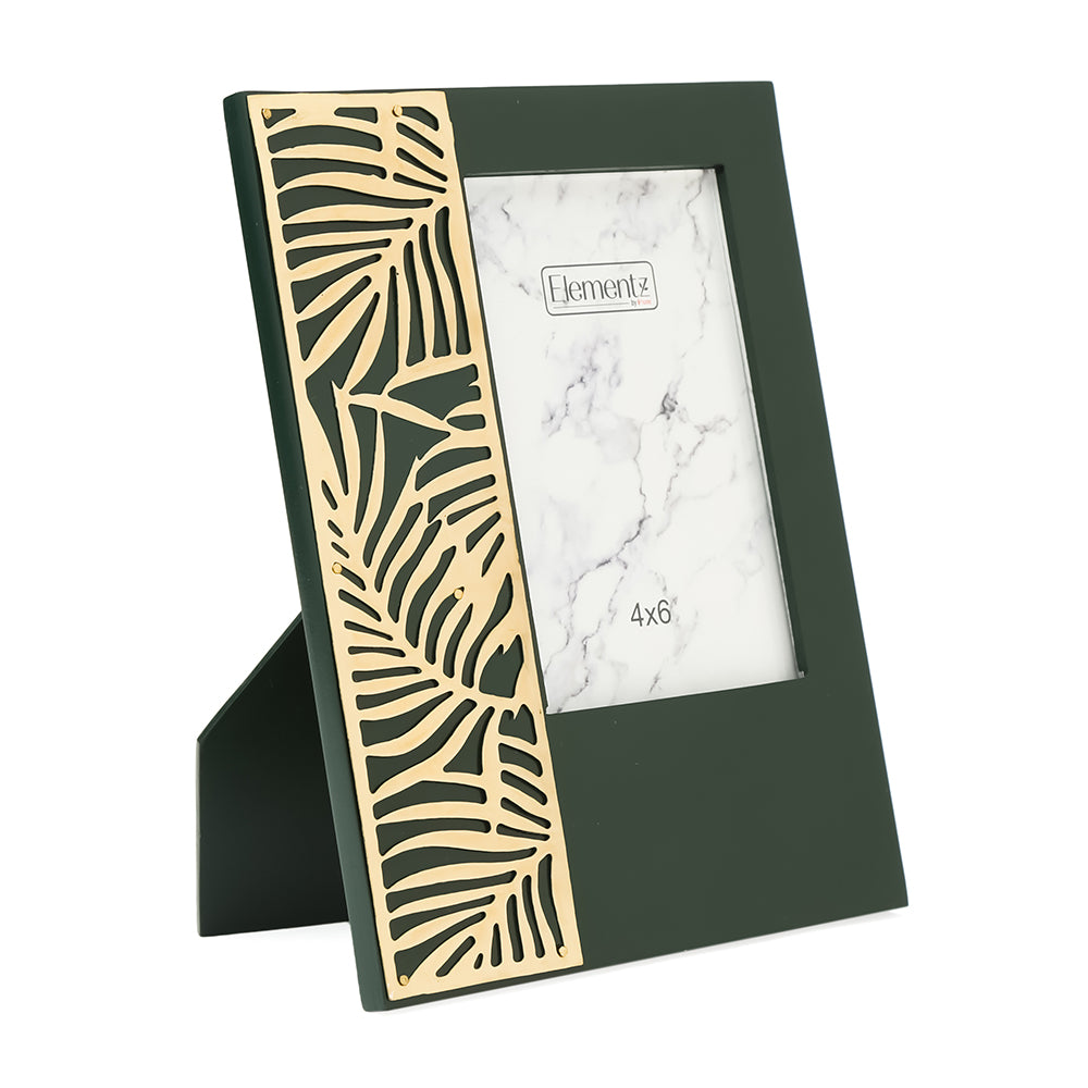 Mesh Rectangular Table Photo Frame (Green & Gold, 4 x 6 Inch)