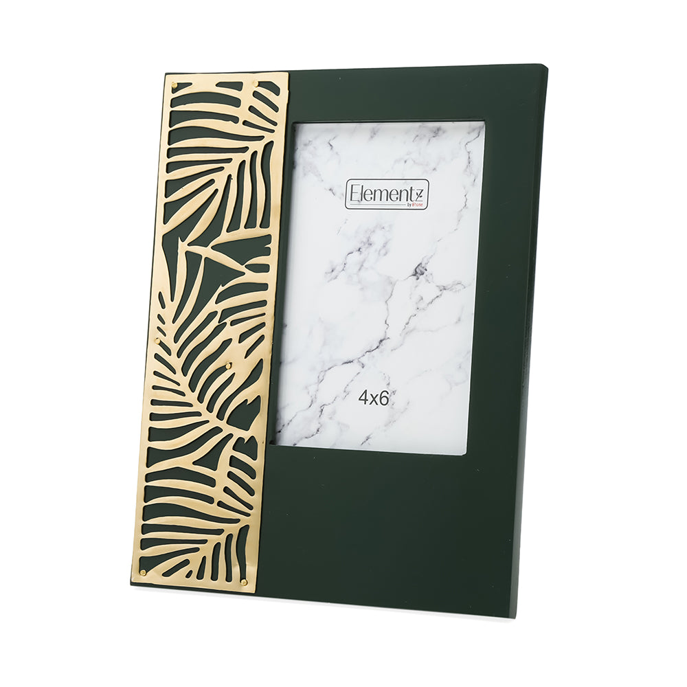 Mesh Rectangular Table Photo Frame (Green & Gold, 4 x 6 Inch)