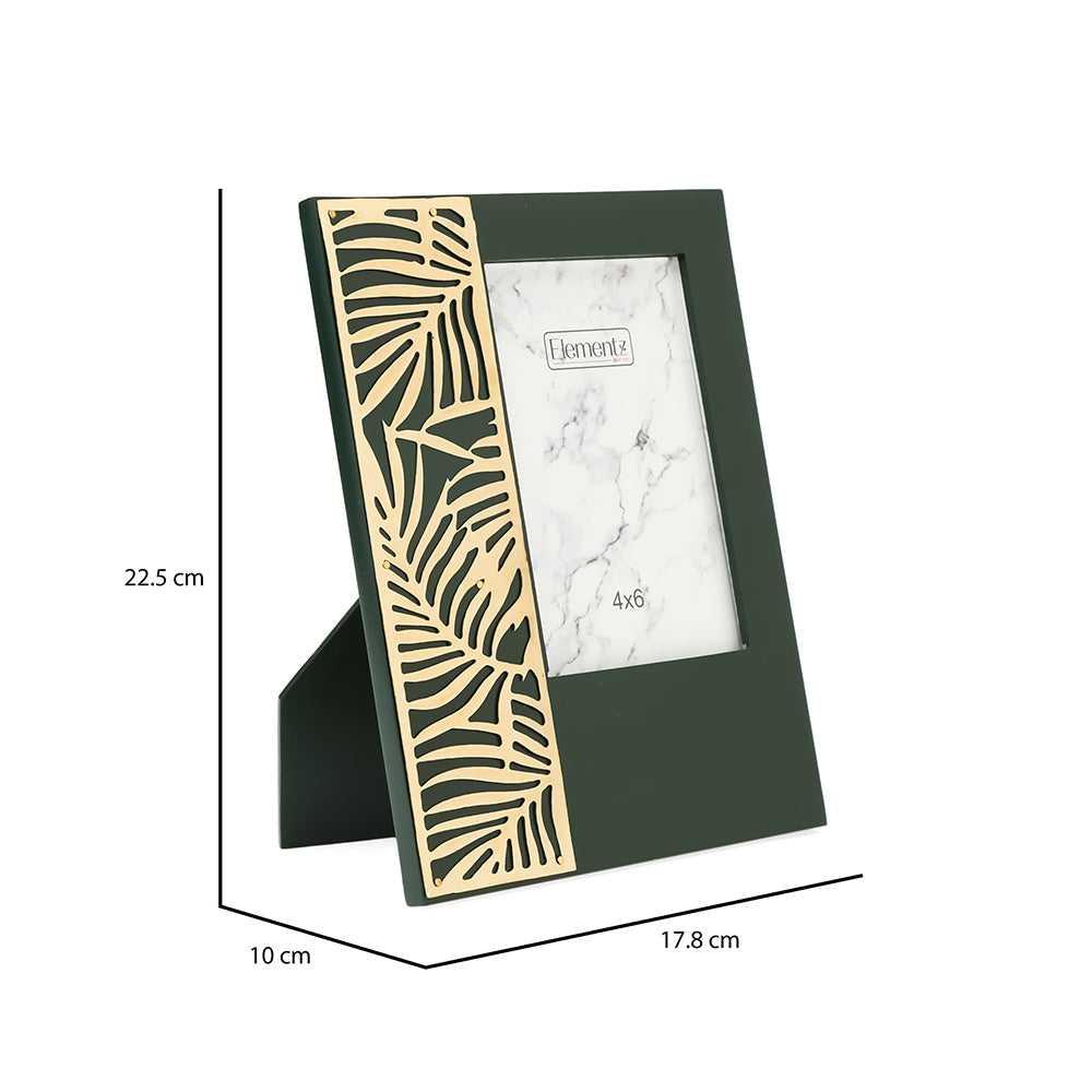 Mesh Rectangular Table Photo Frame (Green & Gold, 4 x 6 Inch)