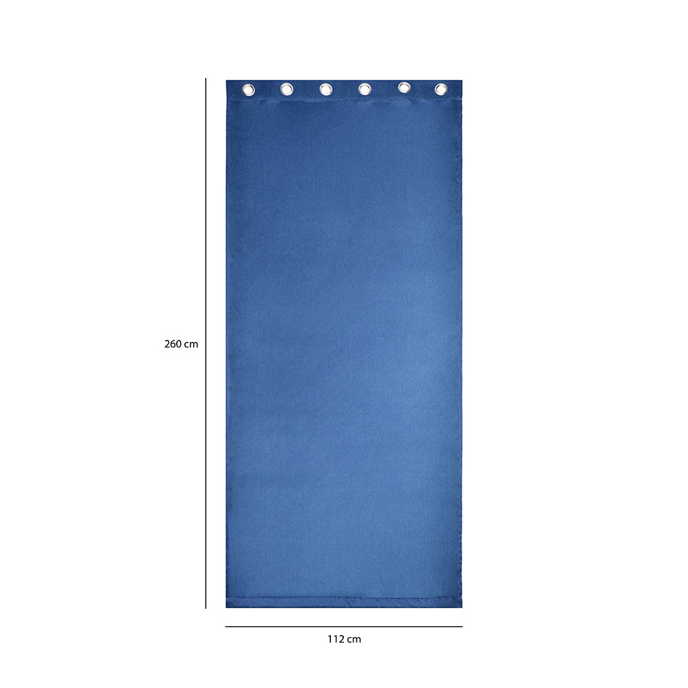 Visto Solid Blackout 9 Ft Polyester Long Door Curtains Set of 2 (Dark Blue)