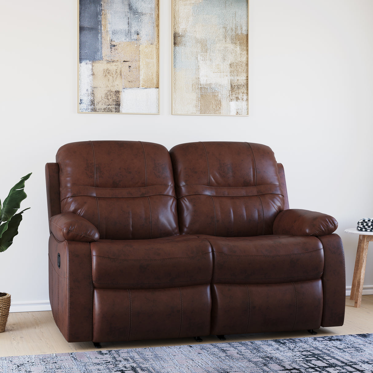 Nilkamal Wilson 2 Seater Sofa With Manual Recliner Caramel