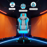 Nilkamal Athena Leatherette Ergonomic Gaming Chair with Neck & Lumbar Pillow (Grey & Turquoise) - 03