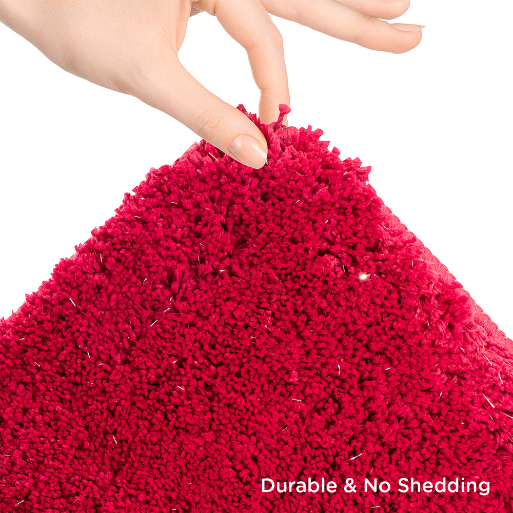 Lurex Solid Polyester 16' x 24' Anti Slip Bath Mat- Pink