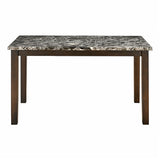 Adrian 6 Seater Marble Top Finish Dining Table (Dark Walnut)