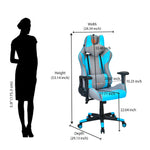 Athena Leatherette Ergonomic Gaming Chair with Neck & Lumbar Pillow (Grey & Turquoise)
