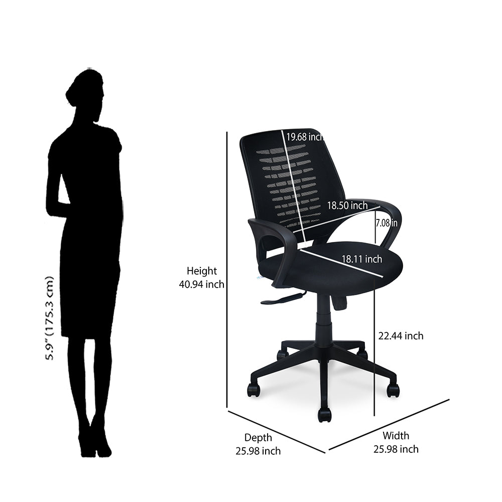 Astor Mid Back Mesh Office Chair (Black) - Main Image