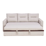Boxton Fabric 3 Seater Sofa Cum Bed With Side Pockets (Light Brown)