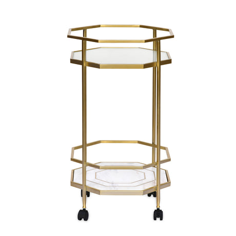 Callie Marble Serving Cart (Gold)