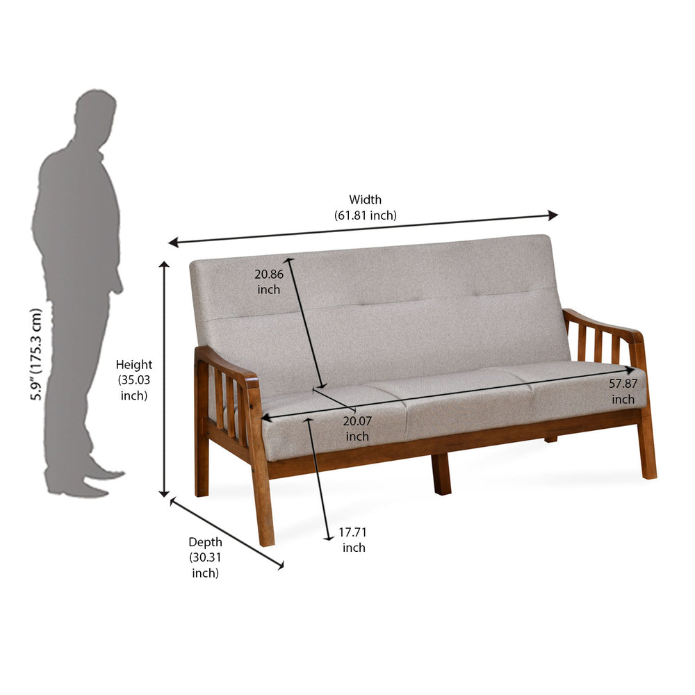 Conolly 3 Seater Fabric Sofa- Brown
