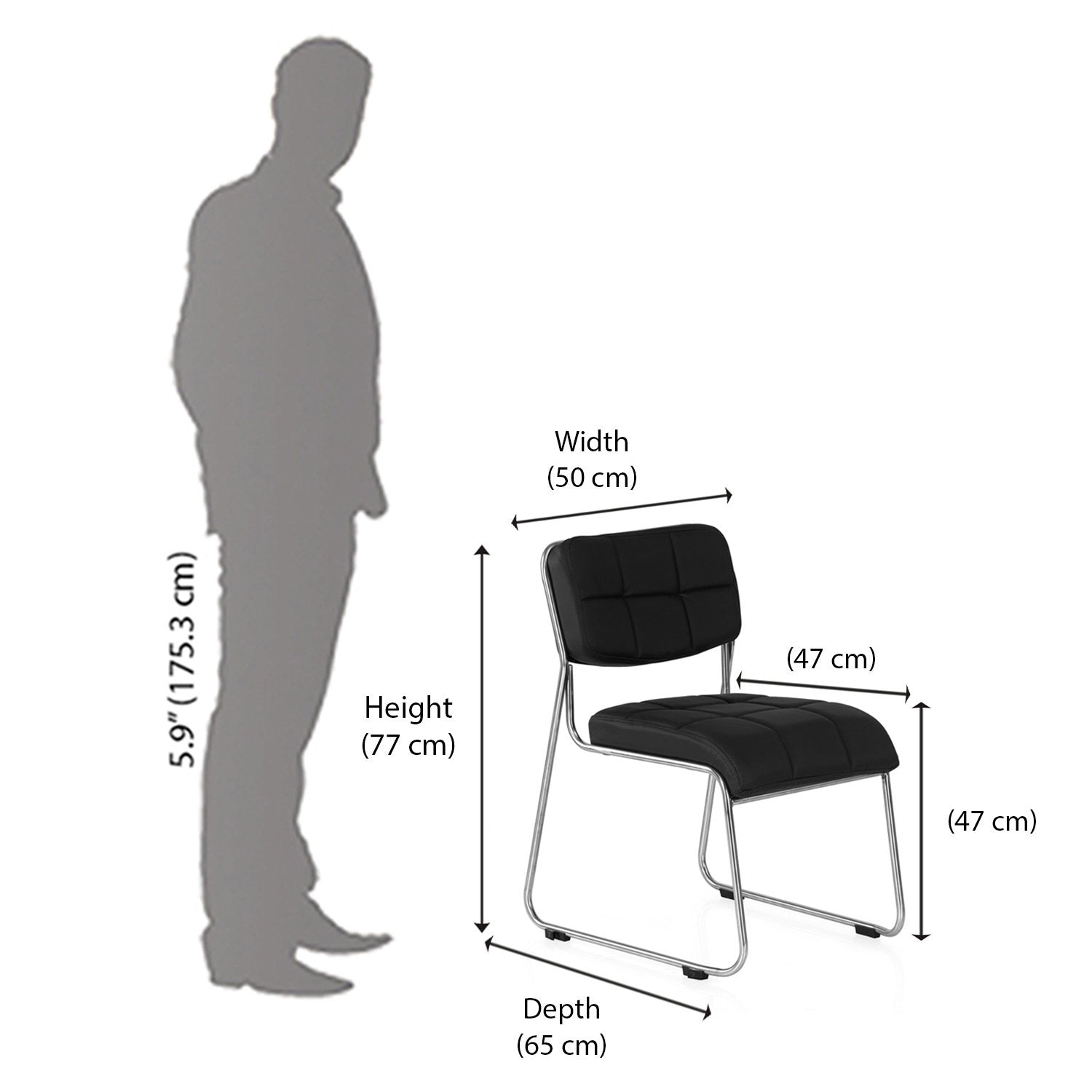 Contract 02 Soft PVC Visitor Chair without Arm (Black)