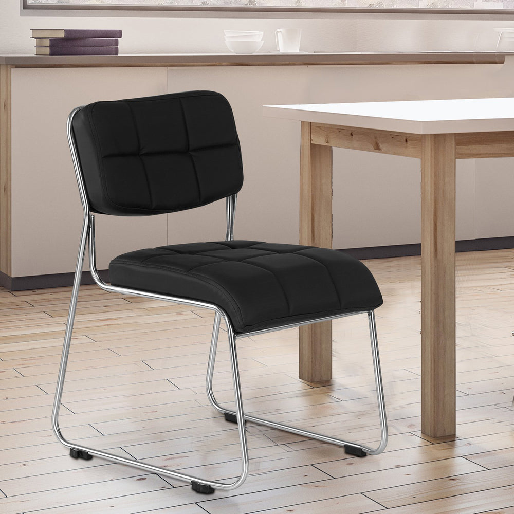 Contract Soft PVC Visitor Chair without Arm- Black