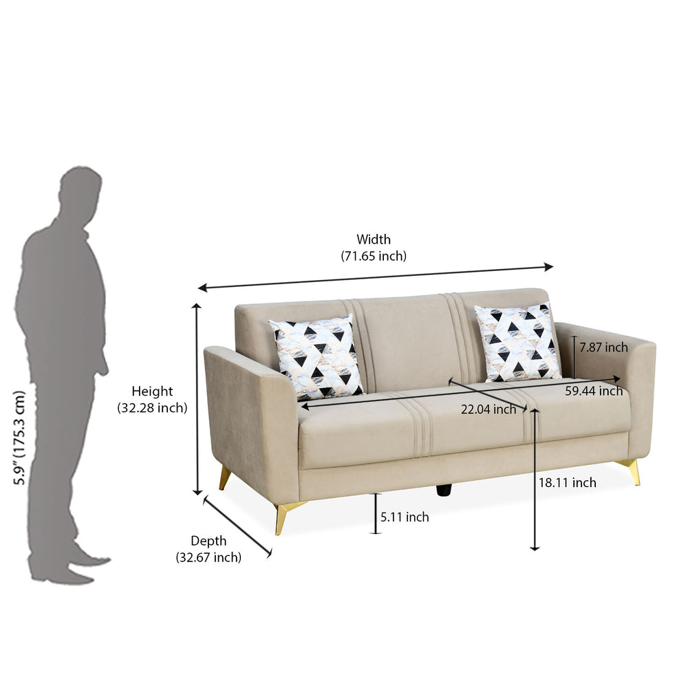 Cooper 3 Seater Fabric Sofa- Beige