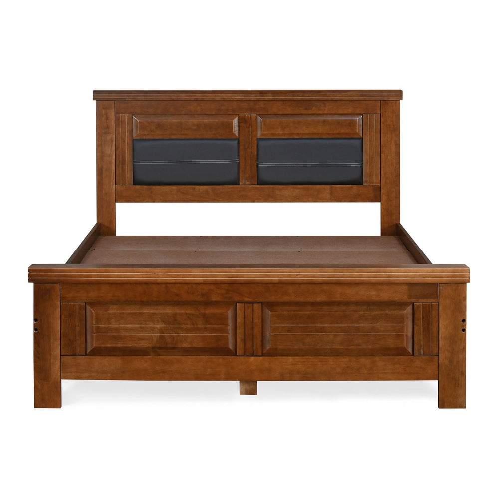 Dexter Solid Wood Queen Bed without Storage- Cappucino