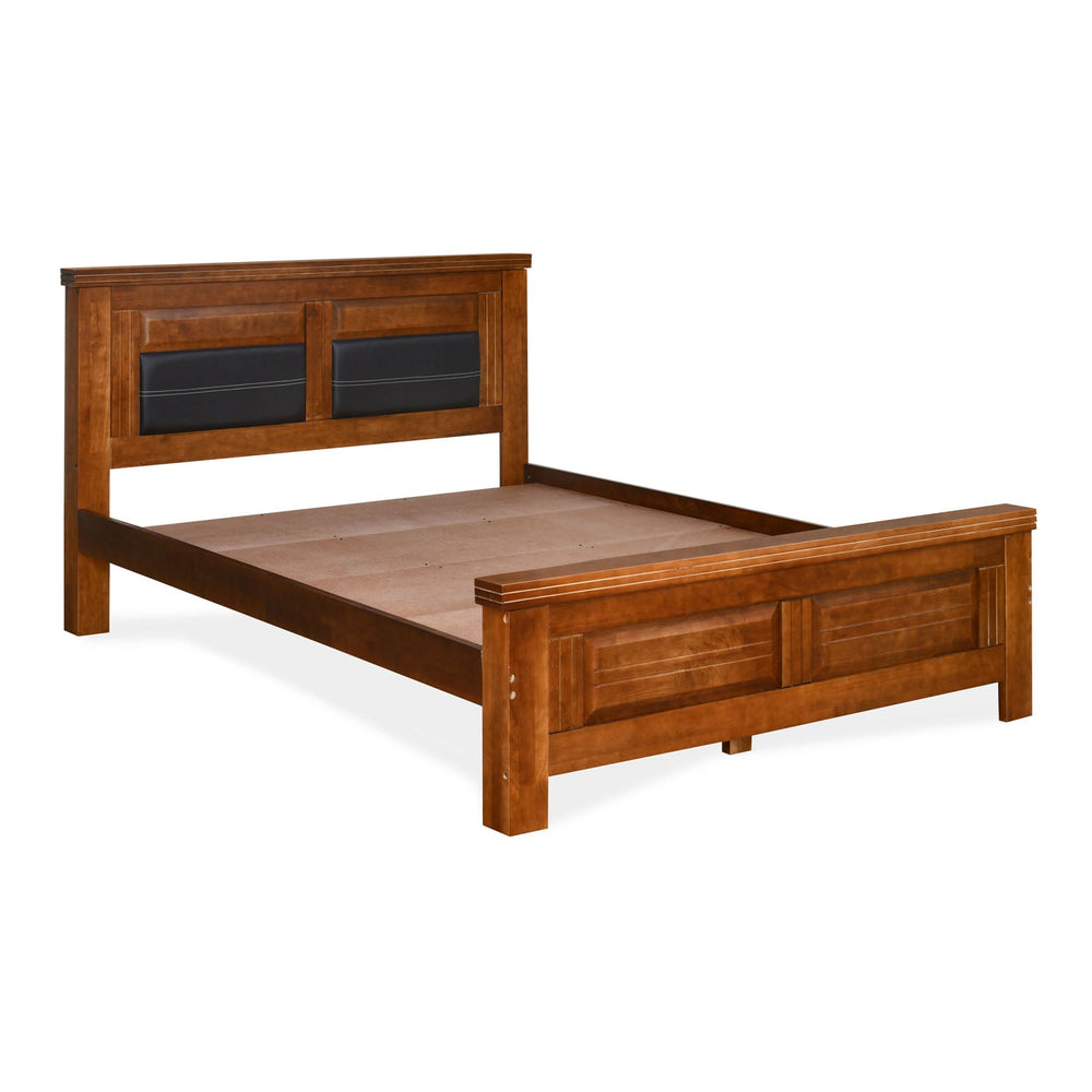Dexter Solid Wood Queen Bed without Storage- Cappucino
