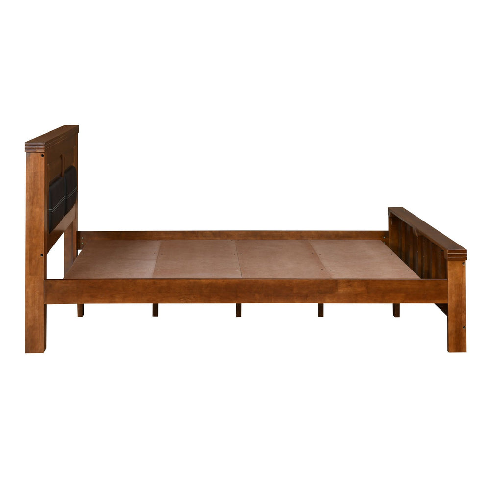 Dexter Solid Wood Queen Bed without Storage- Cappucino