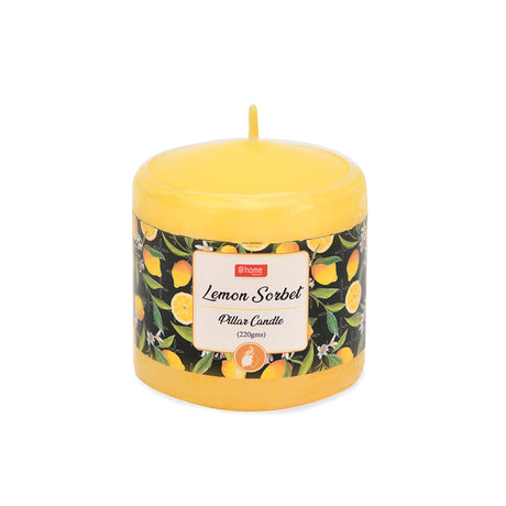 Lemon Sorbet Scented Wax Pillar Candle- Yellow