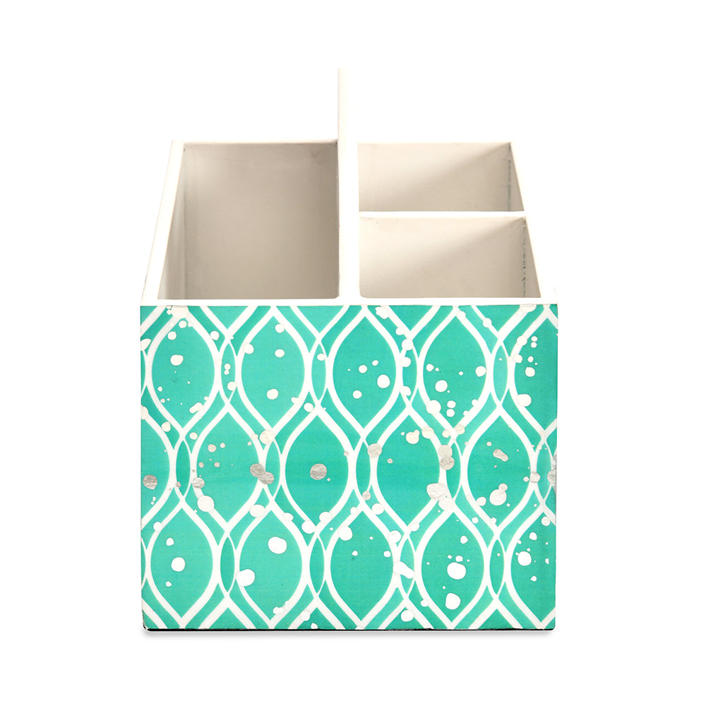 Printed MDF Wooden Cutlery Holder (Seagreen)