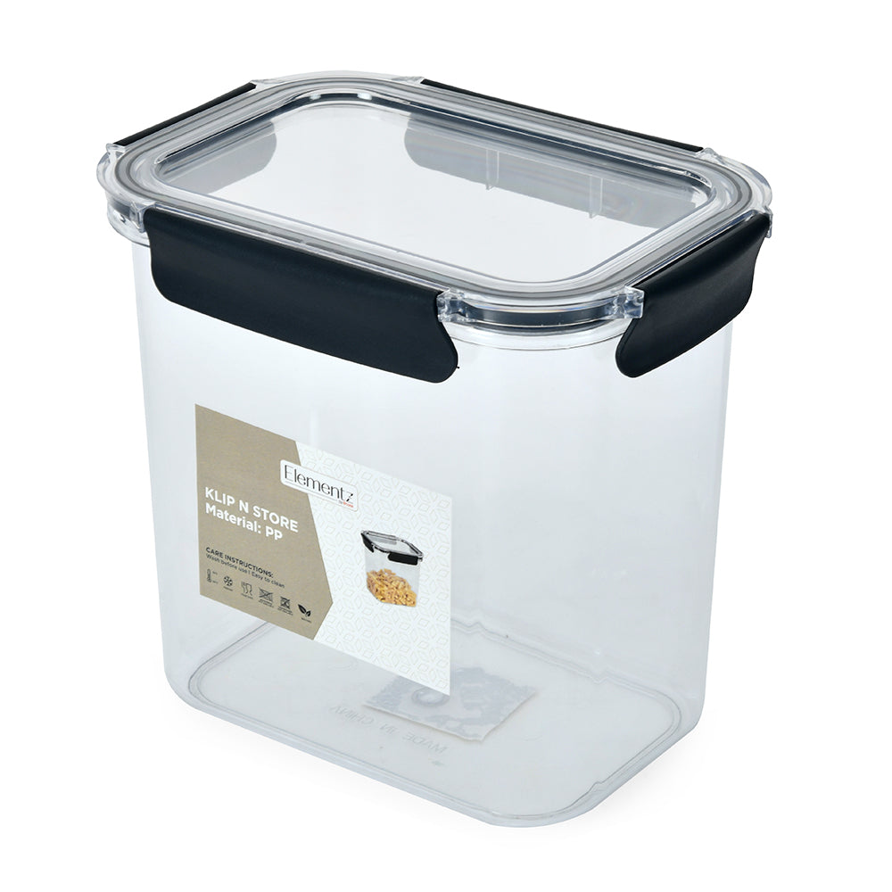 Klip N Store Rectangular 3200 ml Cannister Storage Container (Black)