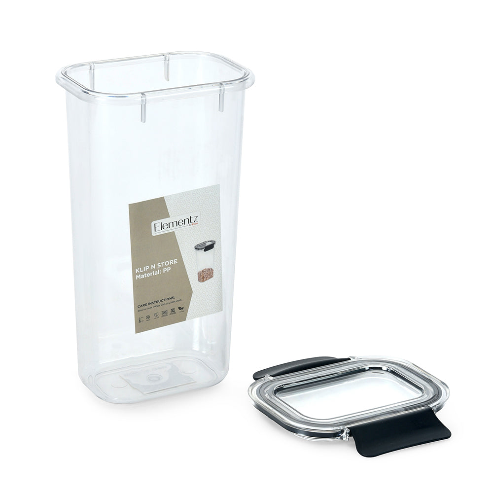 Klip N Store Rectangular 1700 ml Canister Storage Container (Black)