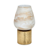 Allure Glass & Metal Decorative Candle Stand- White & Gold