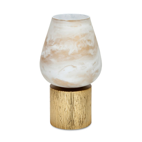 Allure Glass & Metal Decorative Candle Stand- White & Gold