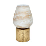 Allure Glass & Metal Decorative Candle Stand- White & Gold