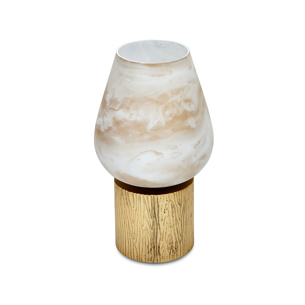 Allure Glass & Metal Decorative Candle Holder- White & Gold