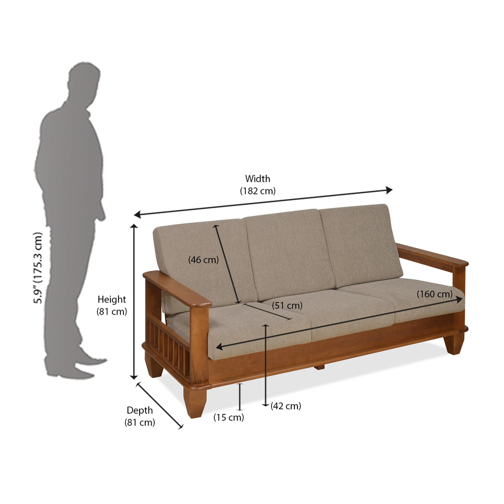 Elena 3 Seater Fabric Sofa- New Wenge