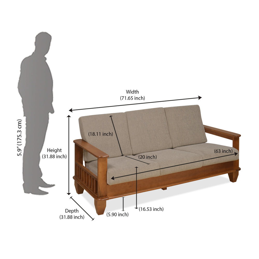 Elena 3 Seater Fabric Sofa- New Wenge