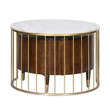 Emmit Marble Top Center Table with Storage (Sun Walnut)