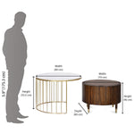 Emmit Marble Top Center Table with Storage (Sun Walnut)