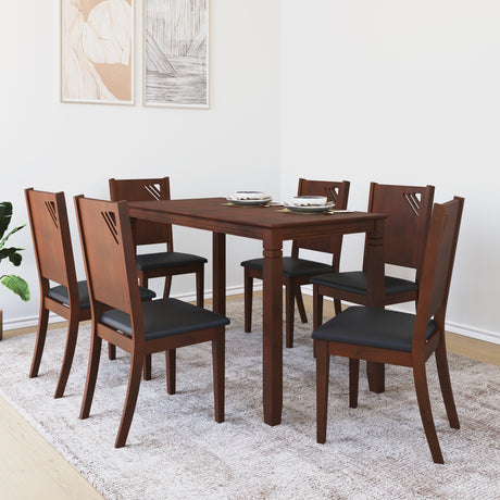 Nilkamal Floret 6 Seater Dining Set (Walnut)