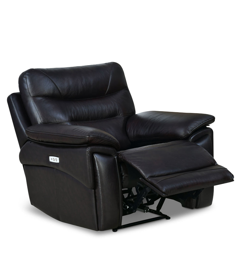 Bakewell 1 Seater Leather Electric Recliner- Brown