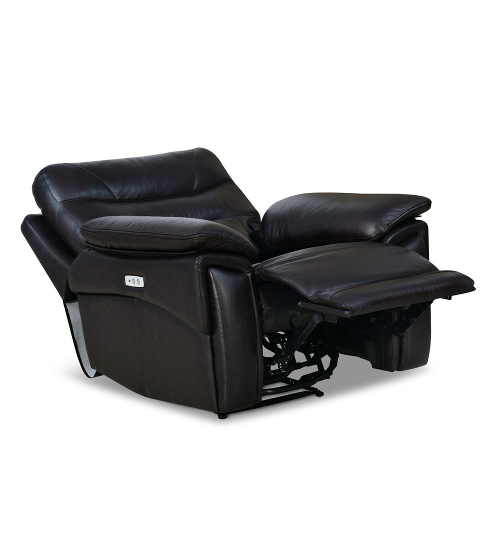 Bakewell 1 Seater Leather Electric Recliner- Brown