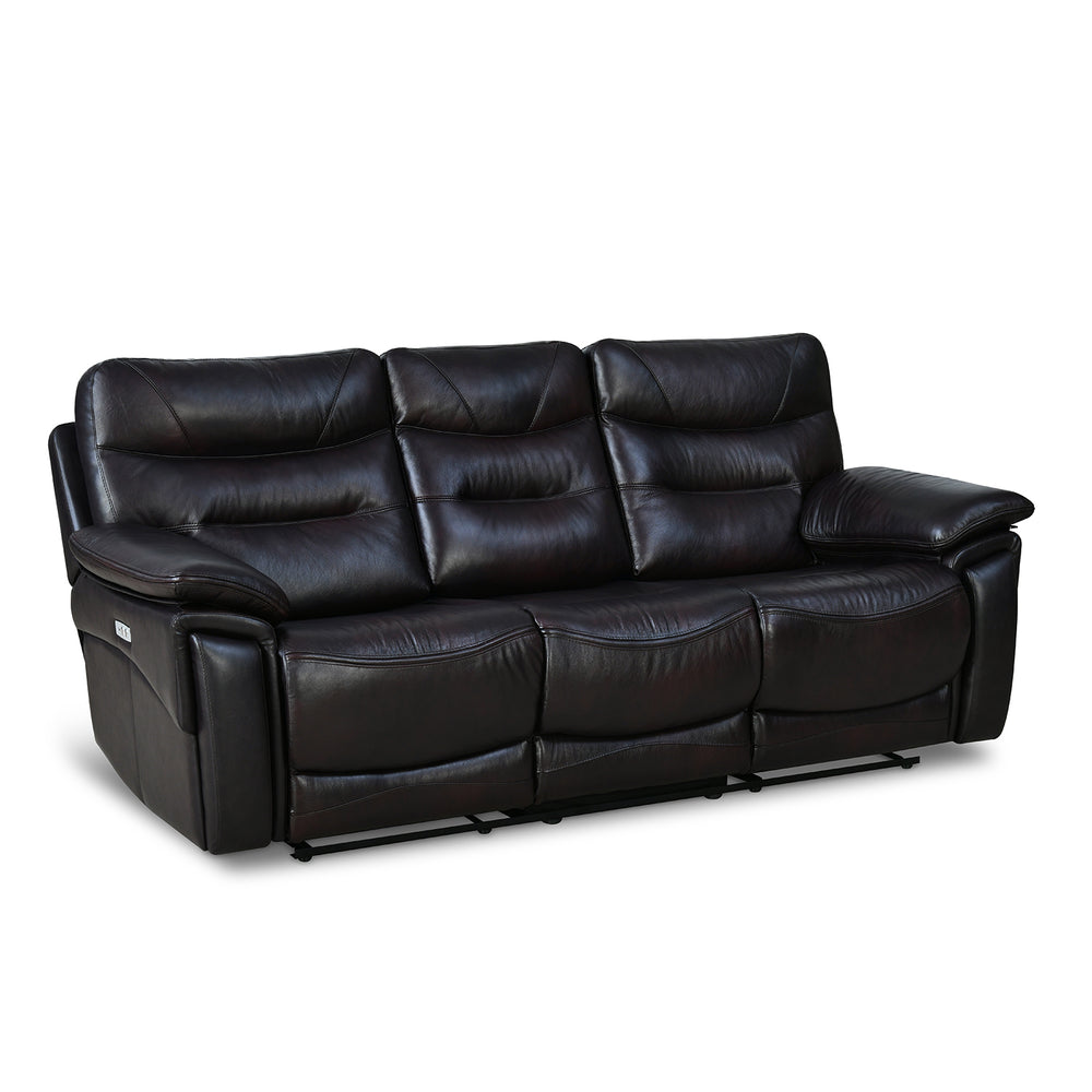 Bakewell 3 Seater Leather Electric Recliner- Brown