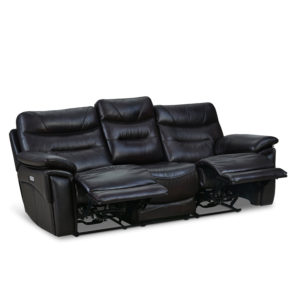 Bakewell 3 Seater Leather Electric Recliner- Brown